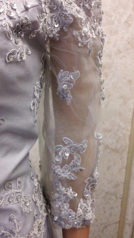 silver off shoulder mothers dress